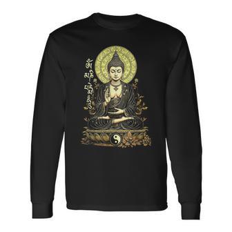 Om Mani Padme Hum Méditation Bouddha Tibétain Mantra Yoga T-shirt à manches longues - Cadeauxyz