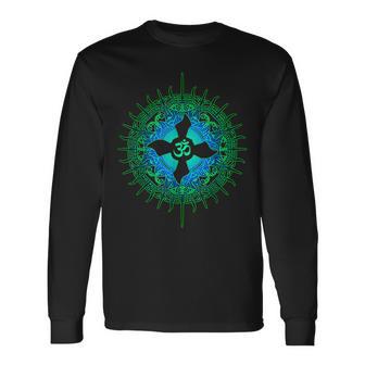 Om Psytrance Goa Psy Rave サイケデリックフェスティバルギフトアイデア 長袖Tシャツ - Kawaiitshirt