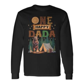 One Happy Dada Camper 1St Birthday Camping Bear Long Sleeve T-Shirt - Thegiftio UK