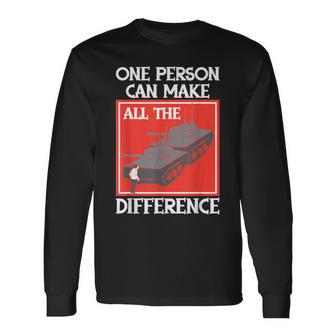 One Person Can Make A Difference Tiananmen タンクマン 長袖Tシャツ - Kawaiitshirt