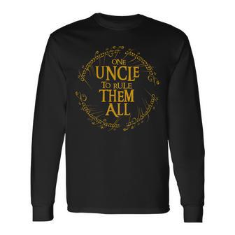 One Uncle To Rule Them All Fun Uncle Nerd Graphic Long Sleeve T-Shirt - Thegiftio UK