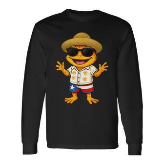 Hispanic Heritage Cool Coqui Frog Puerto Rico Flag Boys Kids Long Sleeve T-Shirt - Thegiftio UK