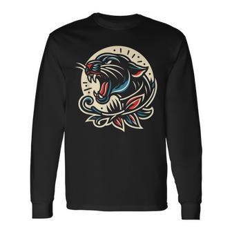 Panther トラディショナル タトゥー アーティスト インク入り タトゥー入り 長袖Tシャツ - Kawaiitshirt