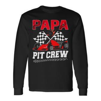 Papa Pit Crew Racing Family Race Car Birthday Boy Long Sleeve T-Shirt - Monsterry