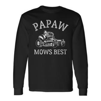 Papaw Mows Best Father's Day Vintage Lawn Mower Long Sleeve T-Shirt - Thegiftio UK