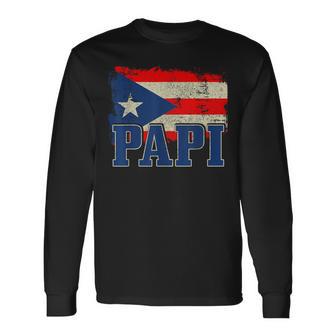 Papi Puerto Rican Dad Puerto Rico Pride Boricua Father's Day Long Sleeve T-Shirt - Monsterry UK