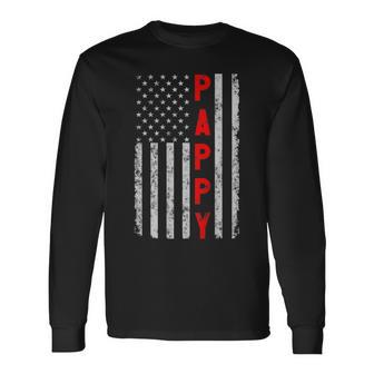 Pappy Patriotic Fathers Day Vintage American Flag Long Sleeve T-Shirt - Thegiftio UK