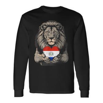 Paraguayan Pride Paraguayan Flag Lion Paraguay Heart Long Sleeve T-Shirt - Thegiftio UK