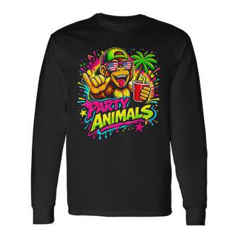Party Animals Baseball Monkey Sunglasses Long Sleeve T-Shirt | Seseable UK