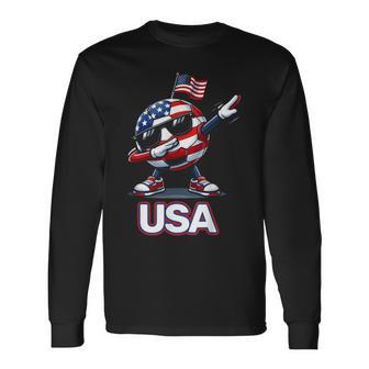 Patriotic American Soccer Ball 4Th Of July Long Sleeve T-Shirt - Thegiftio UK
