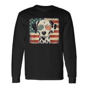 Patriotic Dalmatian Dog Lover Usa Flag 4Th Of July Long Sleeve T-Shirt - Thegiftio UK