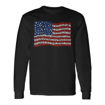 Patriotic Dog Lover Dog Paw Print American Flag 4Th Of July Long Sleeve T-Shirt - Monsterry