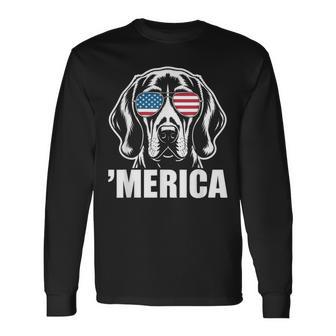 Patriotic Usa American Flag 4Th Of July Redbone Coonhound Long Sleeve T-Shirt - Thegiftio UK