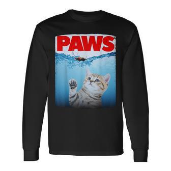 Paws Parody Cat Chasing A Cutecared Mouse Cat Lover 長袖Tシャツ - Kawaiitshirt