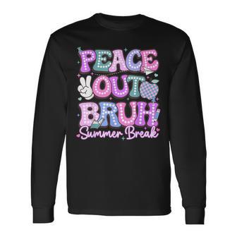 Peace Out Bruh Summer Break Last Day Of School Goodbye Long Sleeve T-Shirt | Seseable UK