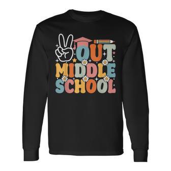 Peace Out Middle School Last Day Of School Graduation Long Sleeve T-Shirt - Thegiftio UK