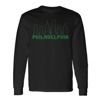 Philadelphia Skyline Downtown Cityscape Brotherly Love Cute Long Sleeve T-Shirt - Thegiftio UK