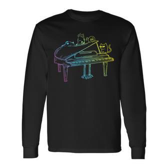 Piano Cats Piano Lover Piano Player Pianista Amante De Los Gatos Camiseta de manga larga - Regaloses