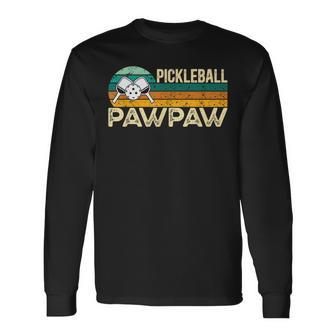 Pickleball Pawpaw Retro Pickleball Player Pawpaw Grandpa Long Sleeve T-Shirt | Seseable UK