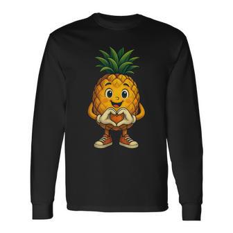 Pineapple With Heart Sweet Pineapple Motif With Heart Long Sleeve T-Shirt - Thegiftio UK