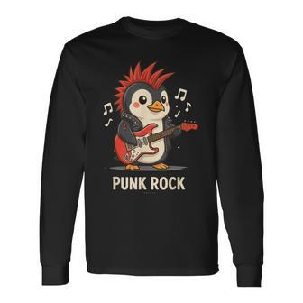 Pingouin Punk Rock Drôle Avec Guitare Et Phrase Humoristique T-shirt à manches longues - Cadeauxyz