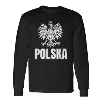 Polska Pologne Pologne Aigle Blanc T-shirt à manches longues - Cadeauxyz