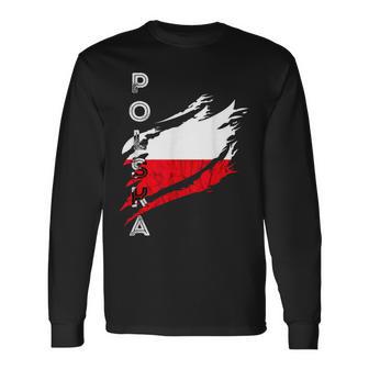 Polskaintage Flag Polonia Orgullo Polaco Raíces Polacas Camiseta de manga larga - Regaloses