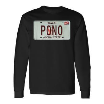 Pono ヴィンテージ ハワイ ナンバープレート 長袖Tシャツ - Kawaiitshirt