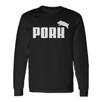 Pork – 面白いtシャツ Bbqスモーカーベーコン愛好家用 長袖Tシャツ - Kawaiitshirt