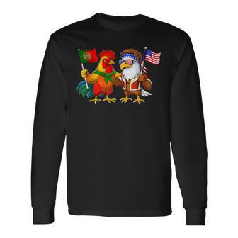 Portugal Usa Flag Portuguese Heritage American Roots Long Sleeve T-Shirt - Monsterry