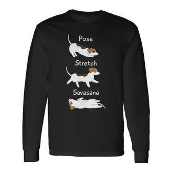 Posetretchavasanaジャック・ラッセル・テリア犬 長袖tシャツ 長袖Tシャツ - Kawaiitshirt