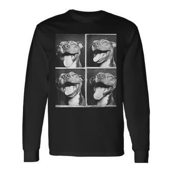 Positive Selfie Pitbull Dog Face Long Sleeve T-Shirt - Thegiftio UK