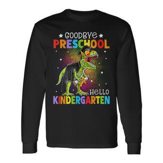 Preschool Graduation Hello Kindergarten T-Rex Dino Boys Kids Long Sleeve T-Shirt - Monsterry