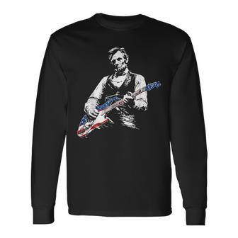 President Abraham Lincoln Playing Rock Guitar Abe Lincoln Long Sleeve T-Shirt | Mazezy