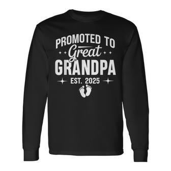 Promoted To Great Grandpa Est 2025 Long Sleeve T-Shirt - Thegiftio UK