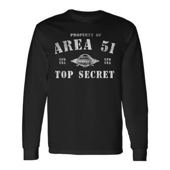 Property Of Area 51 トップシークレット Ufoエイリアン 長袖Tシャツ - Kawaiitshirt