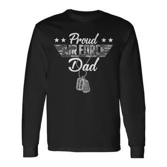 Proud Air Force Dad Camouflage Usaf Veteran Airman Long Sleeve T-Shirt - Thegiftio UK