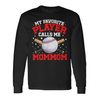 Proud Baseball Mommom Of A Baseball Player Mommom Long Sleeve T-Shirt - Thegiftio UK