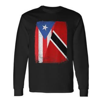 Puerto Rican Trinidadian Flag Puerto Rico Trinidad Heritage Long Sleeve T-Shirt - Thegiftio UK