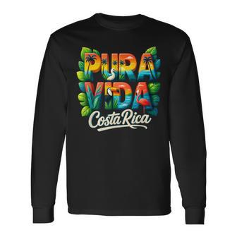 Puravida Costa Rica Souvenir Cool Central America Travel Long Sleeve T-Shirt - Thegiftio UK