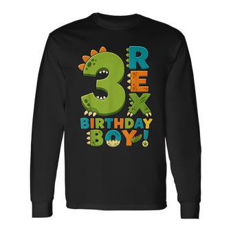 Rawr I'm 3 Three Rex Dinosaur 3Rd Birthday Boy Party 長袖Tシャツ - Kawaiitshirt