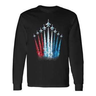 Red White Blue American Us Flag Fighter Jet 4Th Of July Boys Long Sleeve T-Shirt - Thegiftio UK
