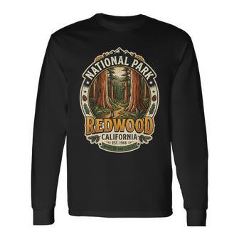 Redwood National Park California Badgeintage En Forêt De Randonnée T-shirt à manches longues - Cadeauxyz