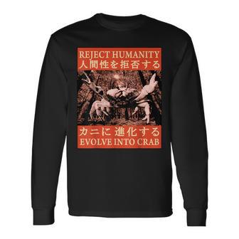 Reject Humanity Evolve To Crab 日本のカニヴィンテージ 長袖Tシャツ - Kawaiitshirt