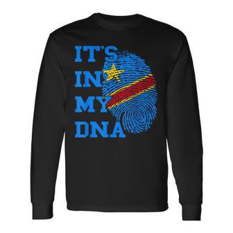 Republic Of Congo It's In My Dna Congolese Flag Drc Congo Long Sleeve T-Shirt - Thegiftio UK