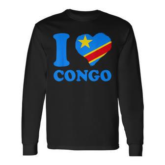 Republik Kongo I Love Congo Heart Congolesische Wurzeln Drc Langarmshirts - Geschenkecke