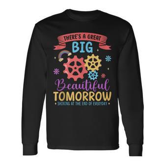 There's A Great Big Beautiful Tomorrow Theme Park Carousel Long Sleeve T-Shirt - Thegiftio UK