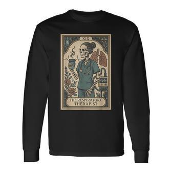 Respiratory Therapist Skeleton Tarot Card Pulmonologist Rt Long Sleeve T-Shirt - Monsterry