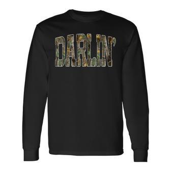 Retro Camo Western Darlin' Country Cowboy Southern Long Sleeve T-Shirt - Thegiftio UK