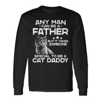 Retro Father But It Takes Someone Special To Be A Cat Daddy Long Sleeve T-Shirt - Thegiftio UK